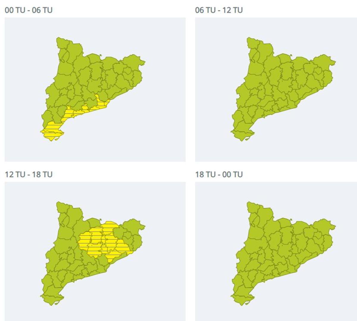 Mapa de avisos para este jueves