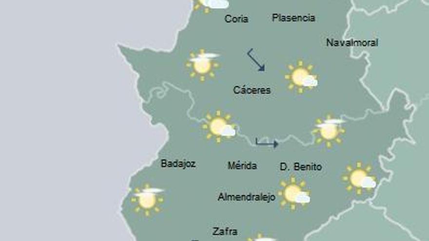 Previsión meteorológica en Extremadura para este lunes
