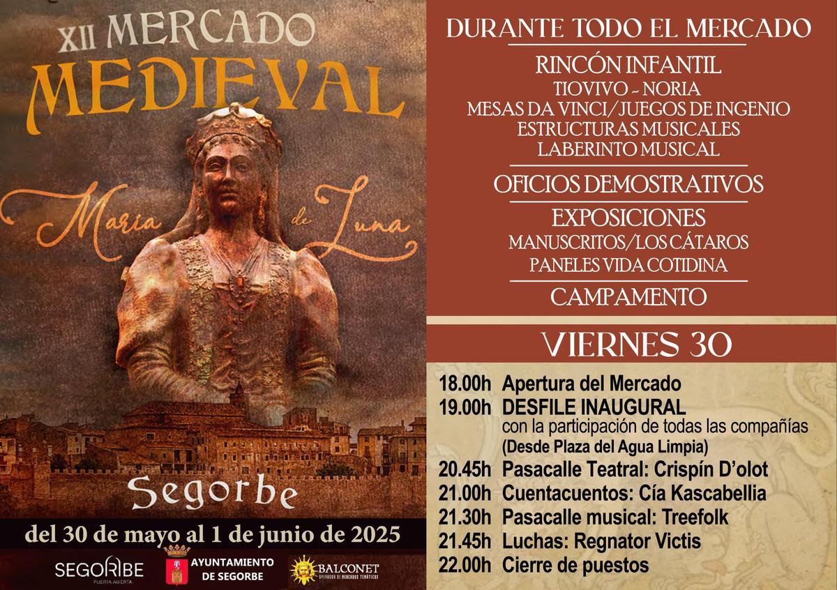 Programación del Mercado Medieval María de Luna de Segorbe.
