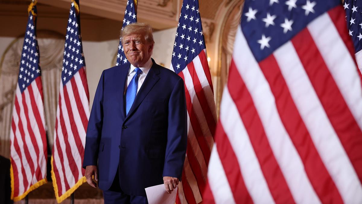 El expresidente Donald Trump, en el acto organizado para seguir la noche electoral en Mar-a-Lago.