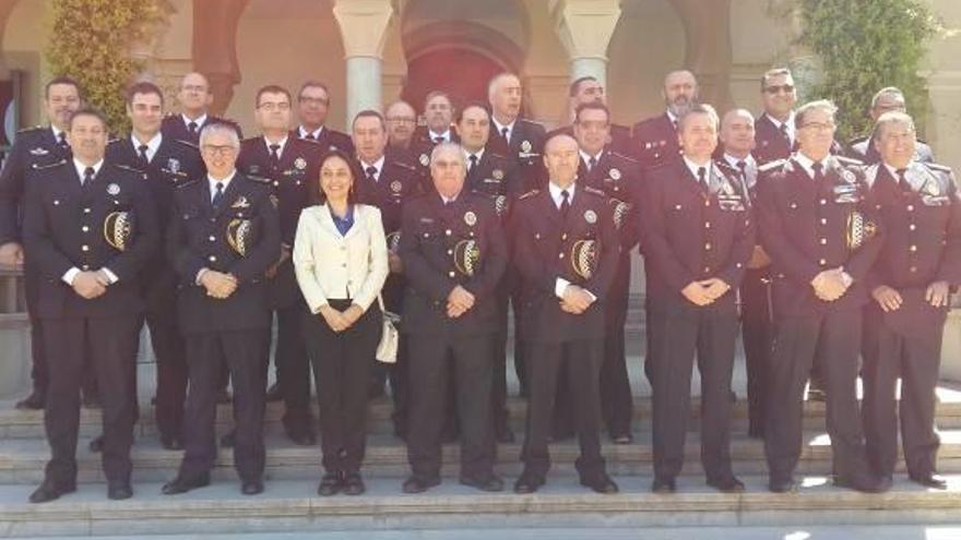 Els caps de policies locals de les comarques de Girona, a la trobada ahir al Vichy Catalan de Caldes.