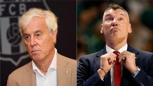 Josep Cubells, a la izquierda de la foto, y Sarunas Jasikevicius, a la derecha de la misma