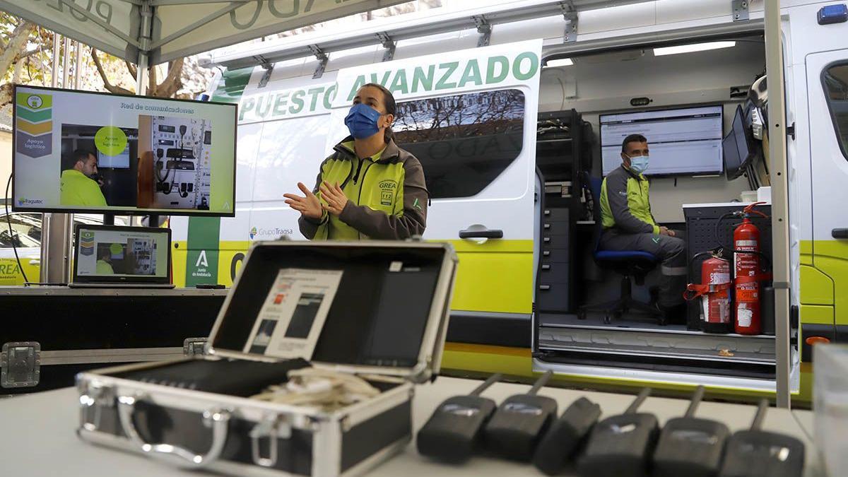 Puesto avanzado del servicio de emergencias 112 de Andalucía.