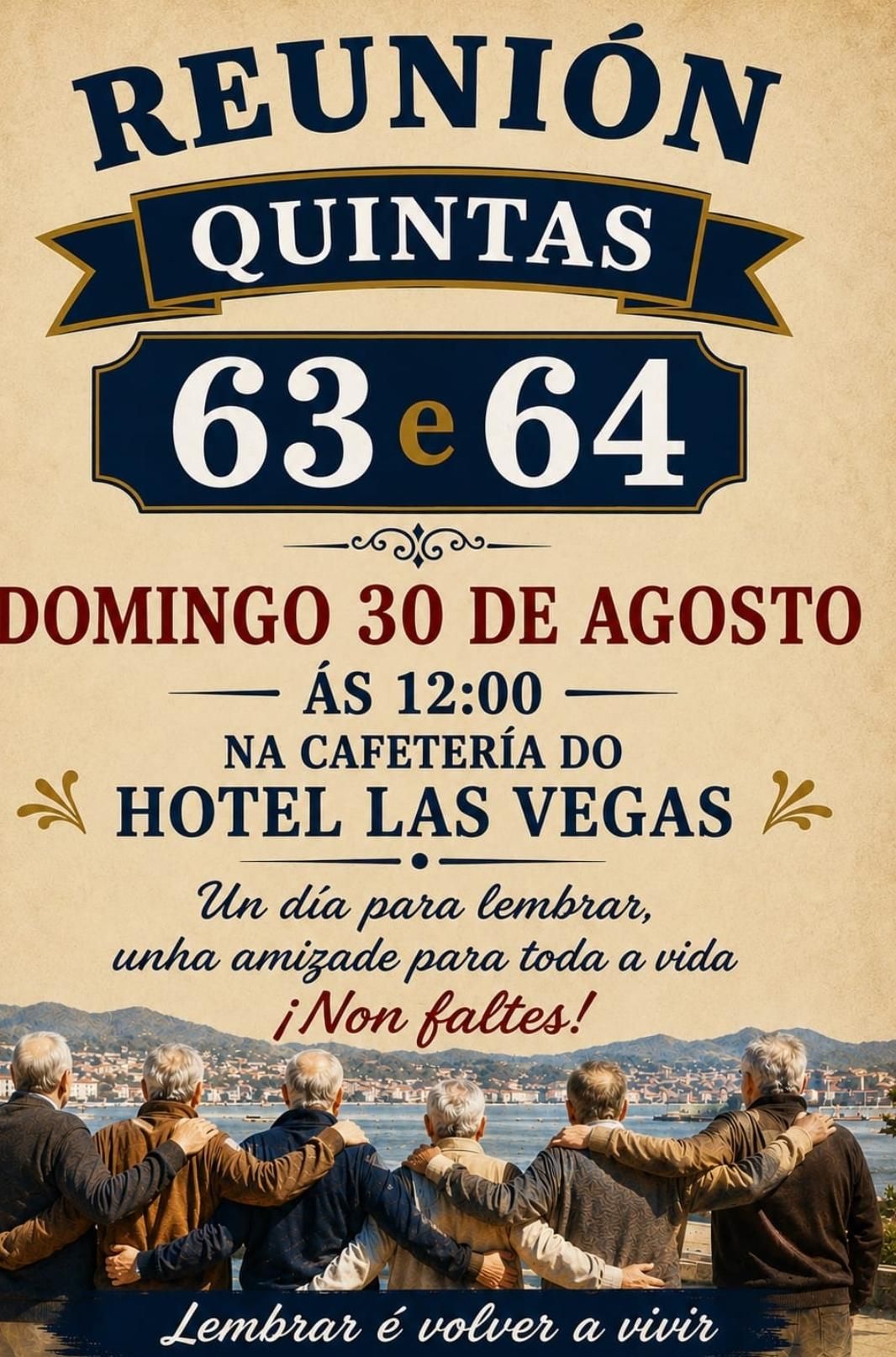 Cartel de la reunión de las quintas del 63 y 64.