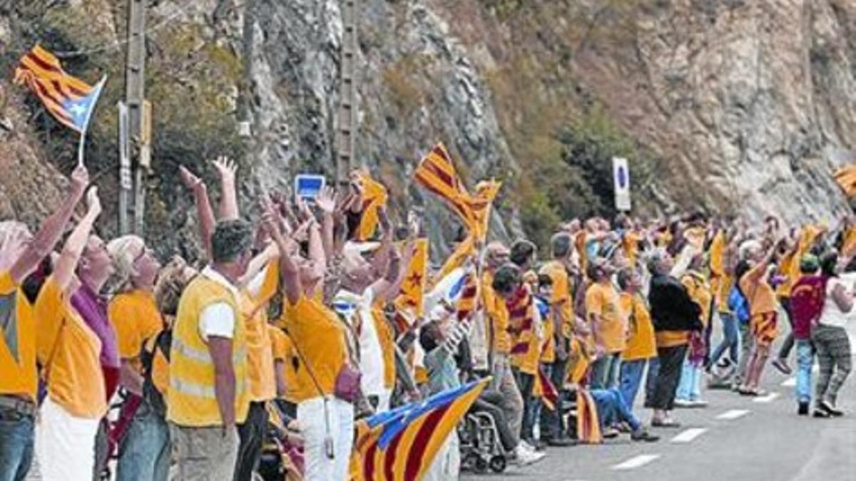 Diada del 2013 8La Via Catalana, a su paso por El Pertús.