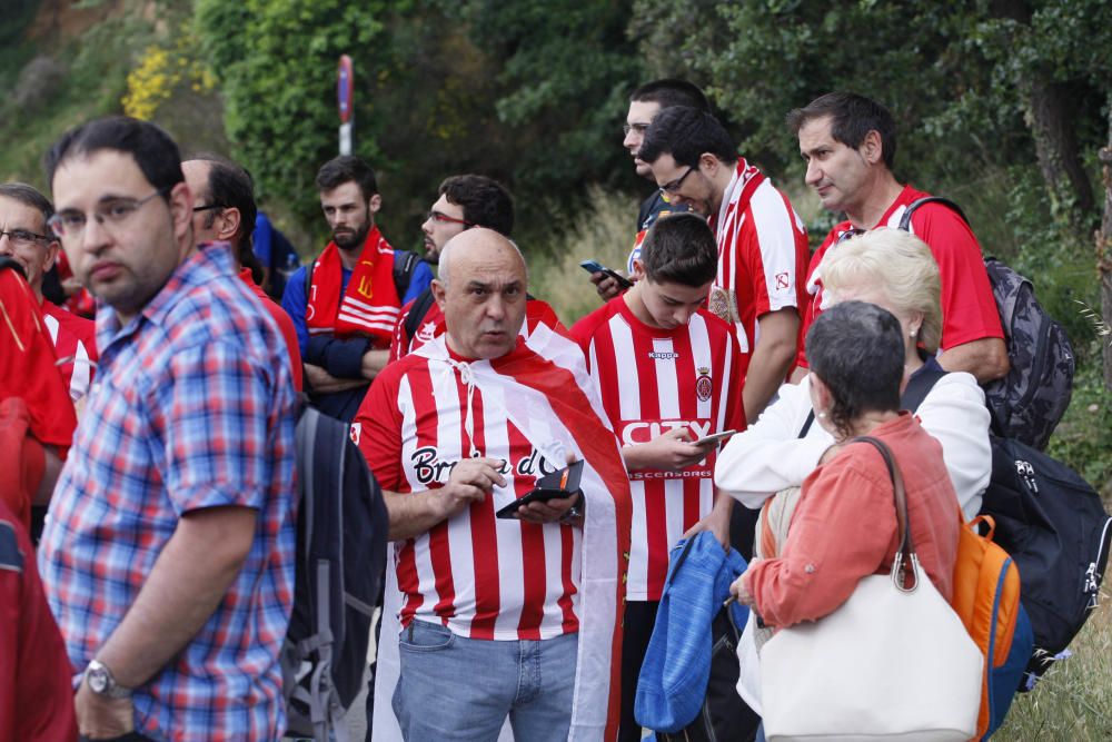 Sortida dels aficionats del Girona cap a Pamplona