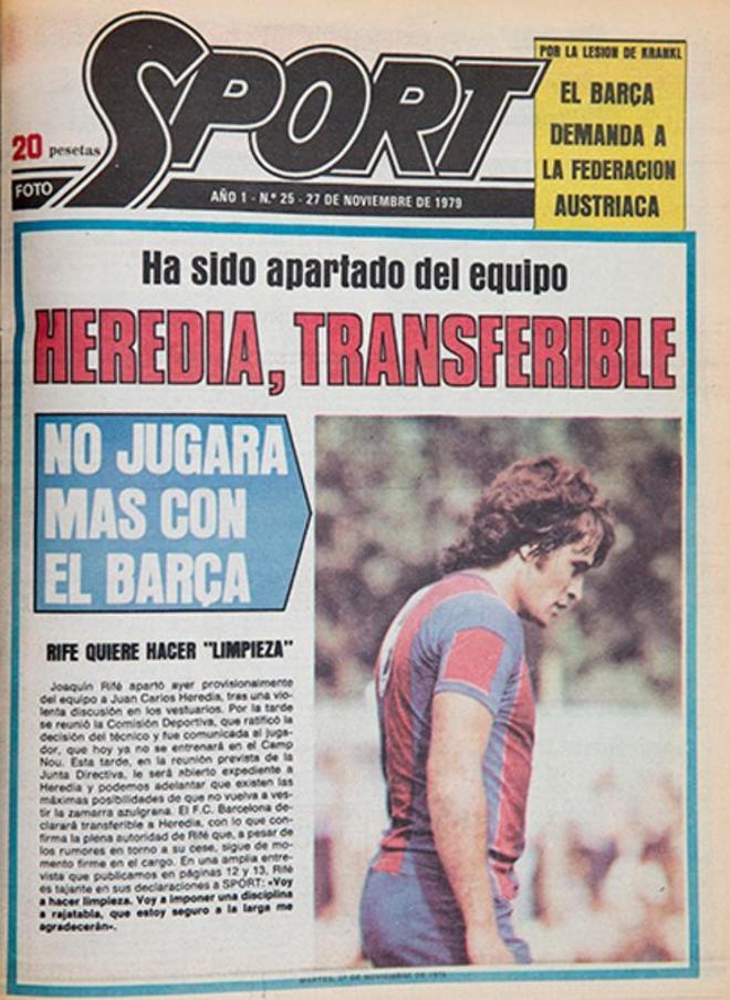 1979 - Heredia, apartado del grupo por una violenta discusión, se declaraba transferible