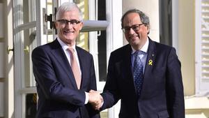 Quim Torra se reúne con el presidente de Flandes, Geert Bourgeois, en Bruselas.