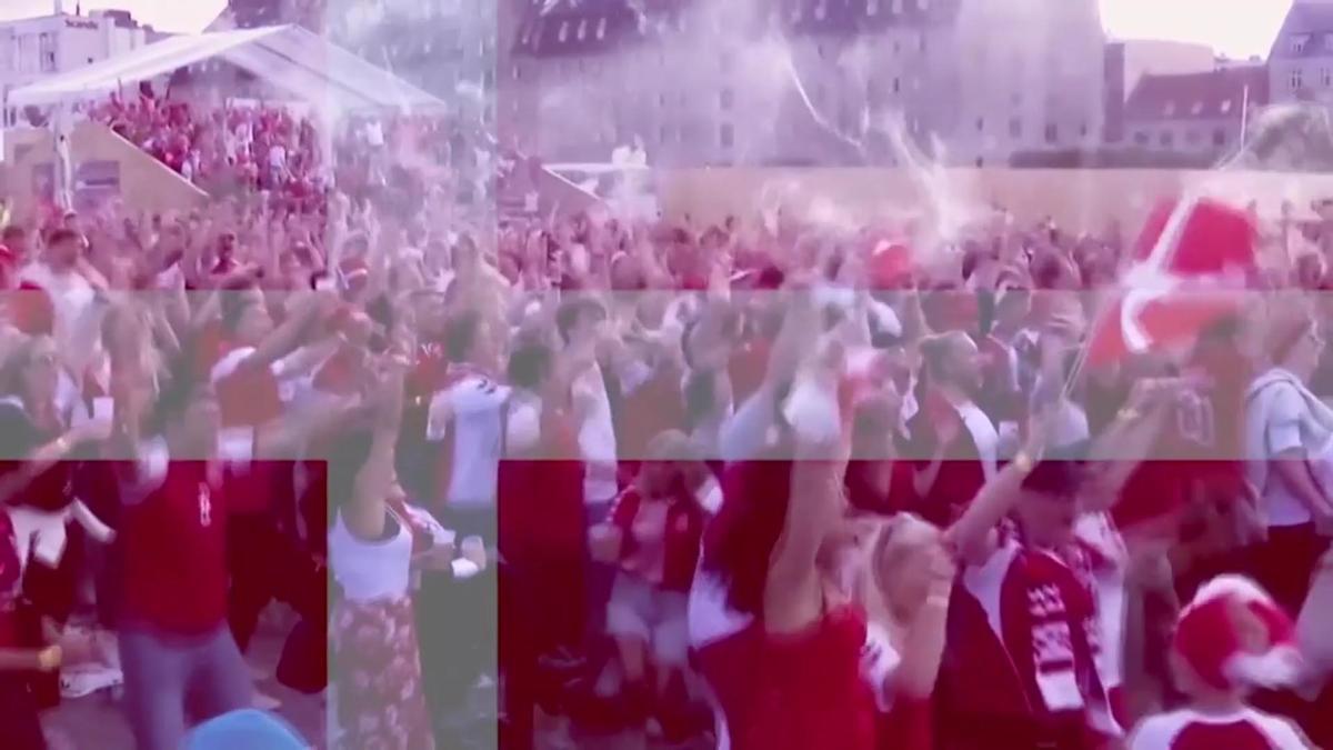 La afición danesa celebra el pase a semifinales