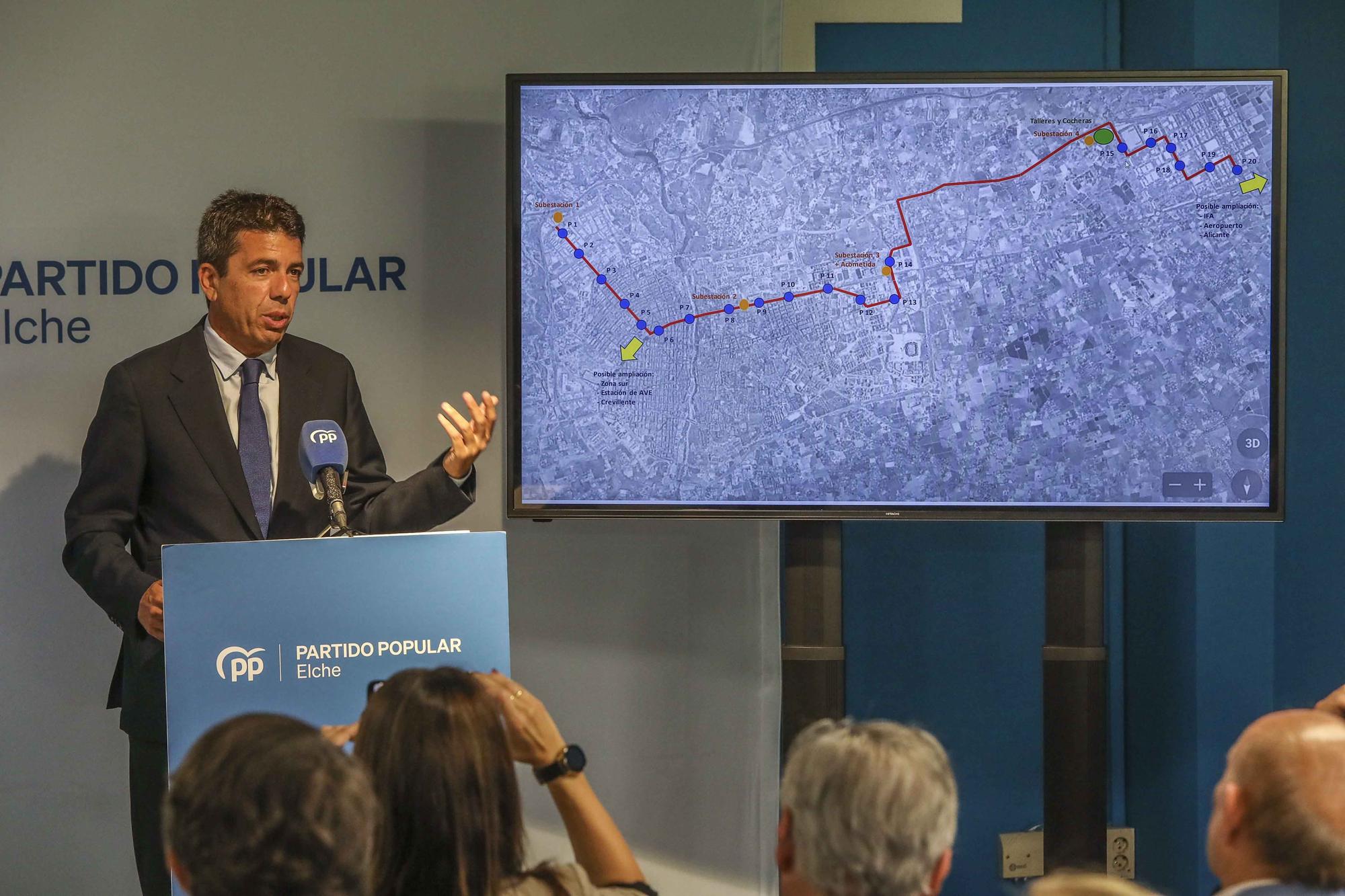 El PP promete que el tranvía circulará por Elche en cuatro años