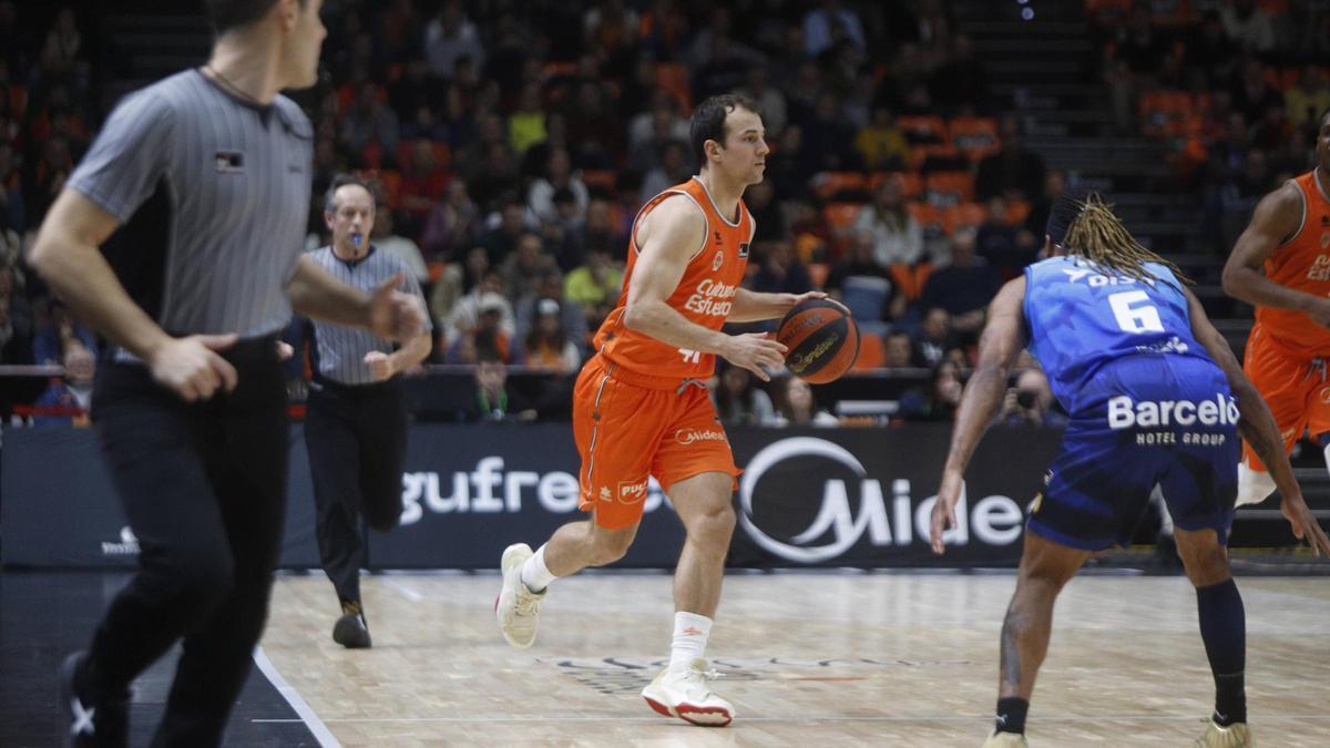Kevin Pangos, en el partido entre el Valencia Basket y el Dreamland Gran Canaria