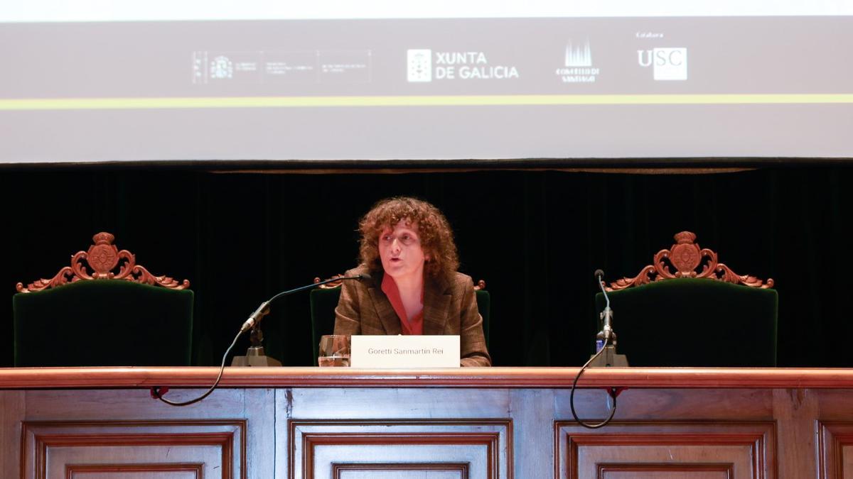 A alcaldesa Goretti Sanmartín durante o foro internacional sobre a taxa turística