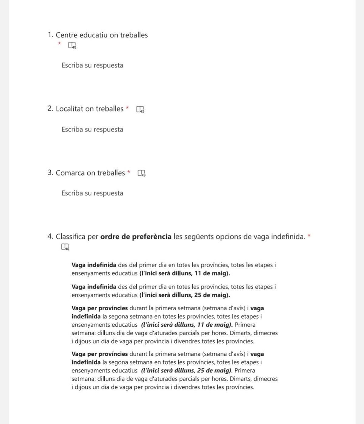 Primera parte de la encuesta al profesorado sobre la vaga indefinida en la Comunitat Valenciana.