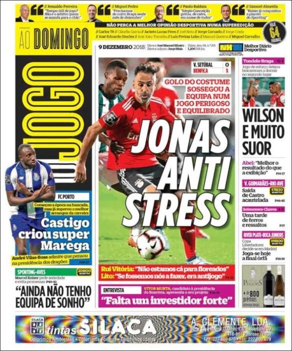 Portada O JOGO domingo 9 diciembre 2018