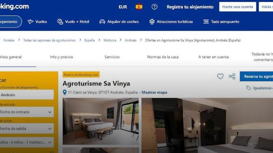 Jaume Porsell anuncia su agroturismo en Booking con «una licencia falsa»