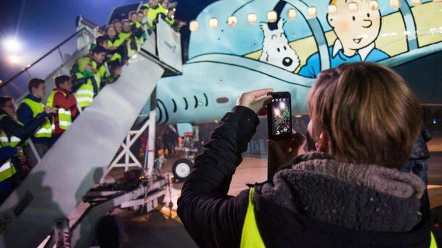 Brussels Airlines transforma un avión en el submarino de Tintín