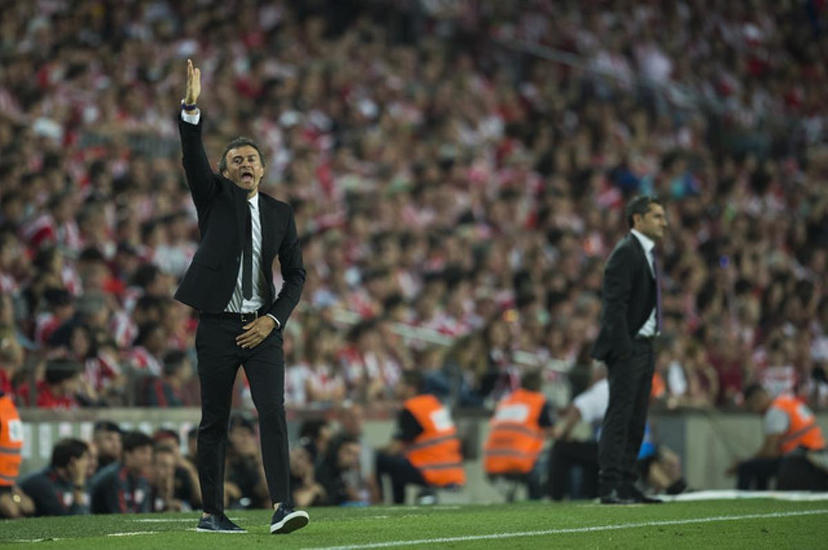 Luis Enrique, durante la final de la Copa.