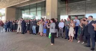 Paro de jueces y fiscales a la entrada de la Ciudad de la Justicia de Las Palmas y lectura del manifiesto conjunto