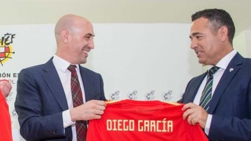 Diego García y el presidente de la Federación Española, Luis Rubiales