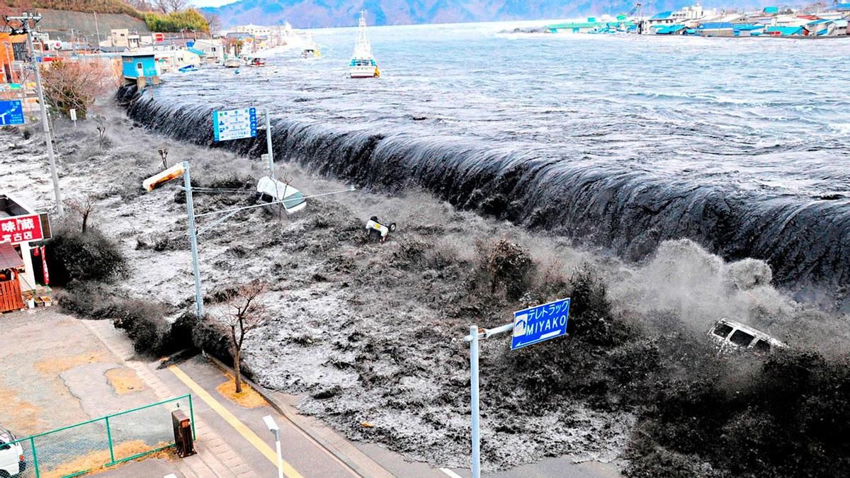 Imagen del tsunami de Japón del 2011, en Fukushima.
