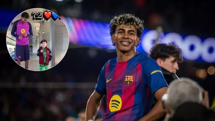 Lamine Yamal y Szczęsny se vuelcan con un niño tras la goleada al Newcastle