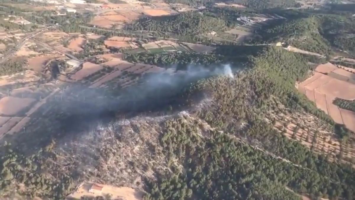 Vista aérea del incendio de Calafell