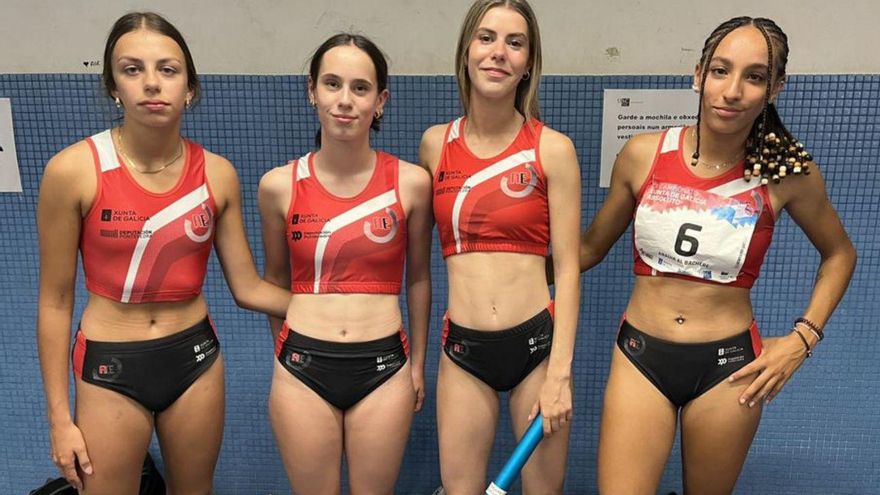 Equipo del relevo 4x100 estradense.