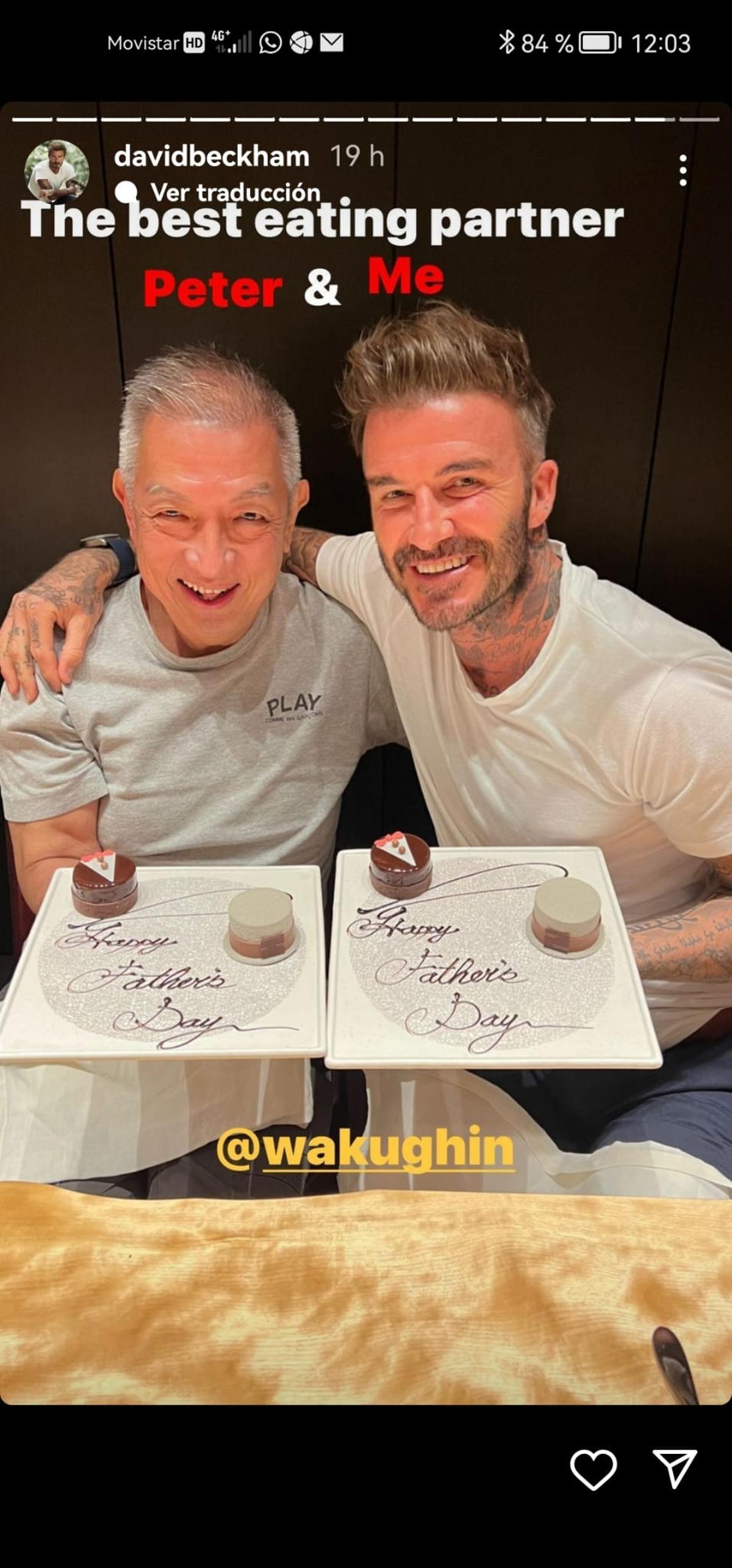 David Beckham comiendo con Peter Lim