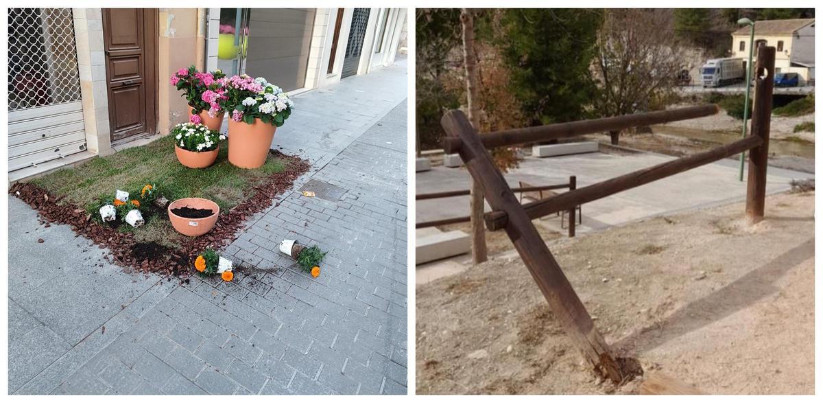 Ejemplos del vandalismo denunciados públicamente por el alcalde de Ontinyent.