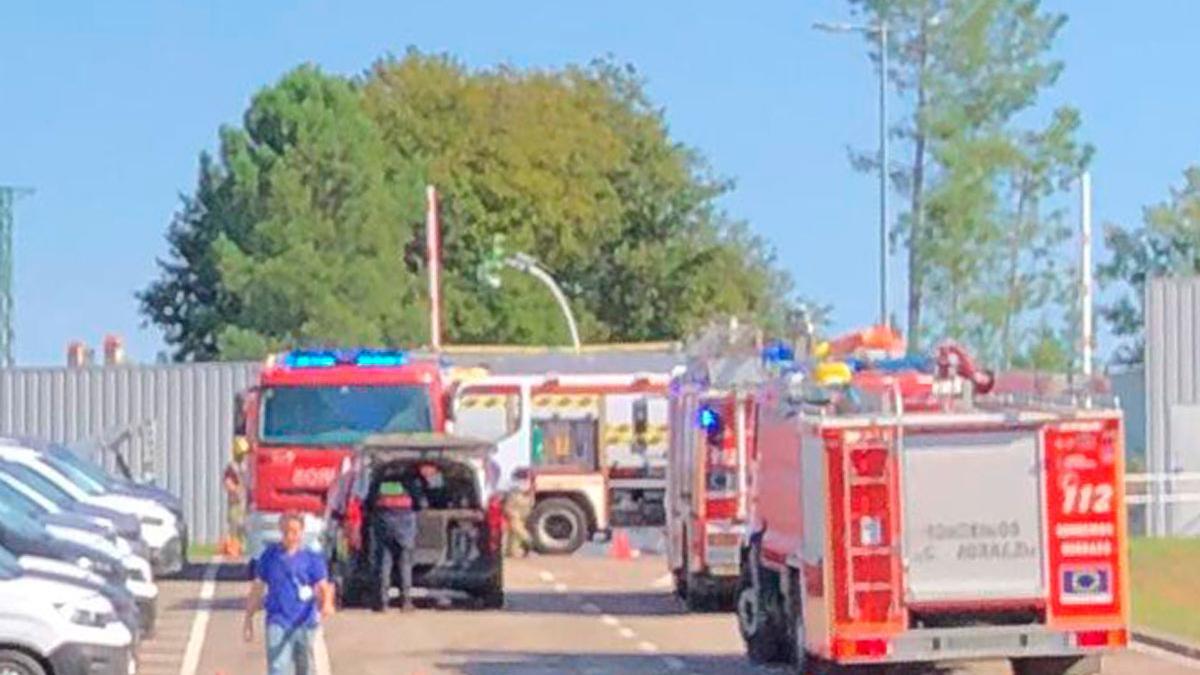 Los camiones de bomberos, este martes en el CTAG.