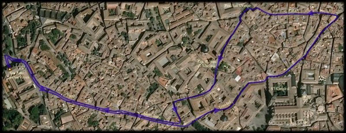 Recorrido del Cristo de la Humildad en la Semana Santa de Toledo
