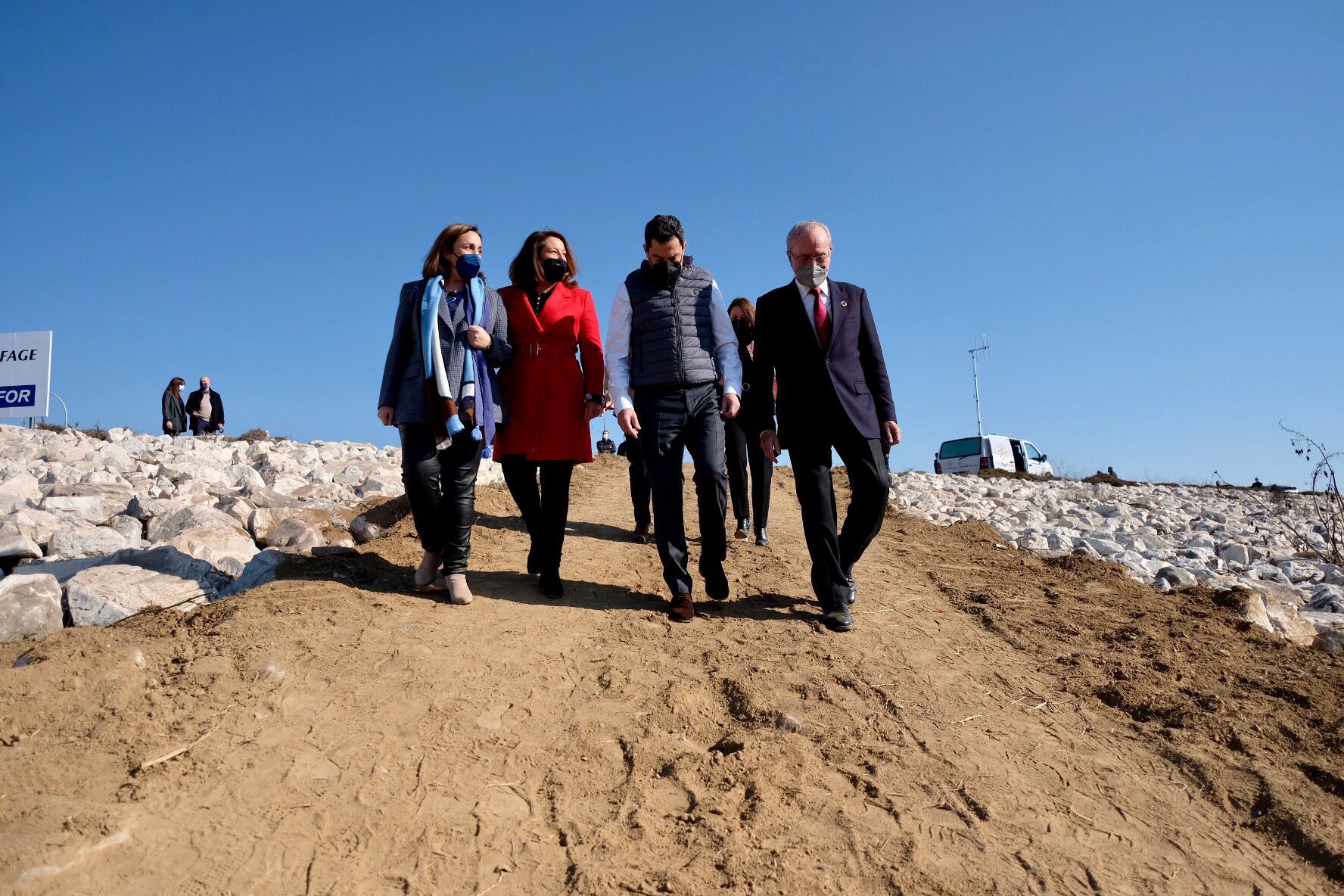 Colocación de la primera piedra de las obras de defensa en el río Guadalhorce