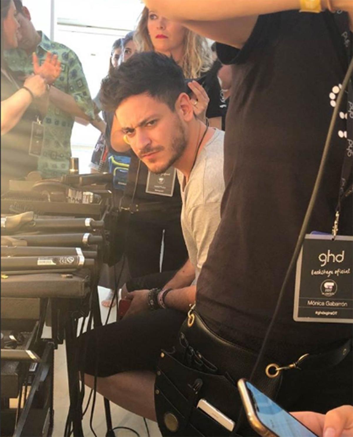 Cepeda en el backstage del concierto en Murcia de 'OT'