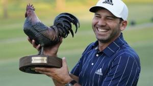 El golfista Sergio García celebrando un triunfo en el circuito de la PGA.