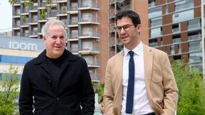 Jorge Mas y el director general, Fernando López, en una de las últimas visitas a Zaragoza del presidente del club aragonés.