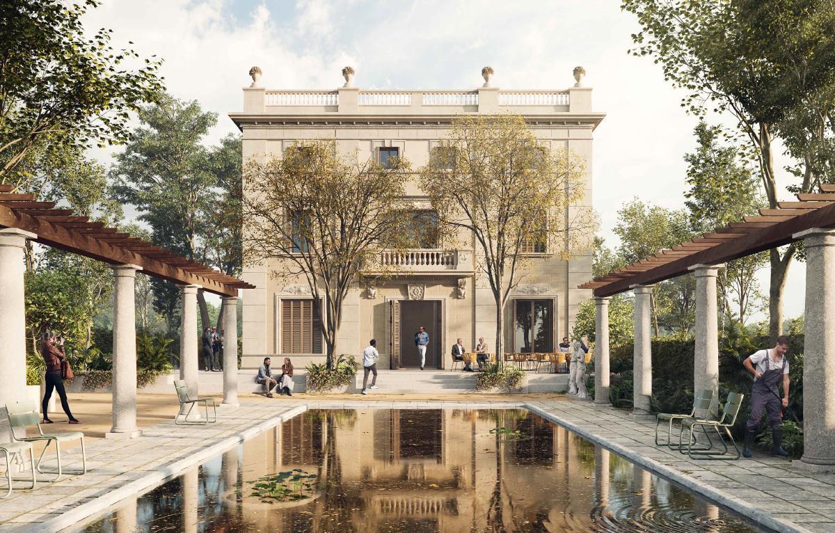 Recreación de la Torre Avenir de la finca Muñoz Ramonet, en Barcelona, tras la futura reforma para abrir el conjunto al público.