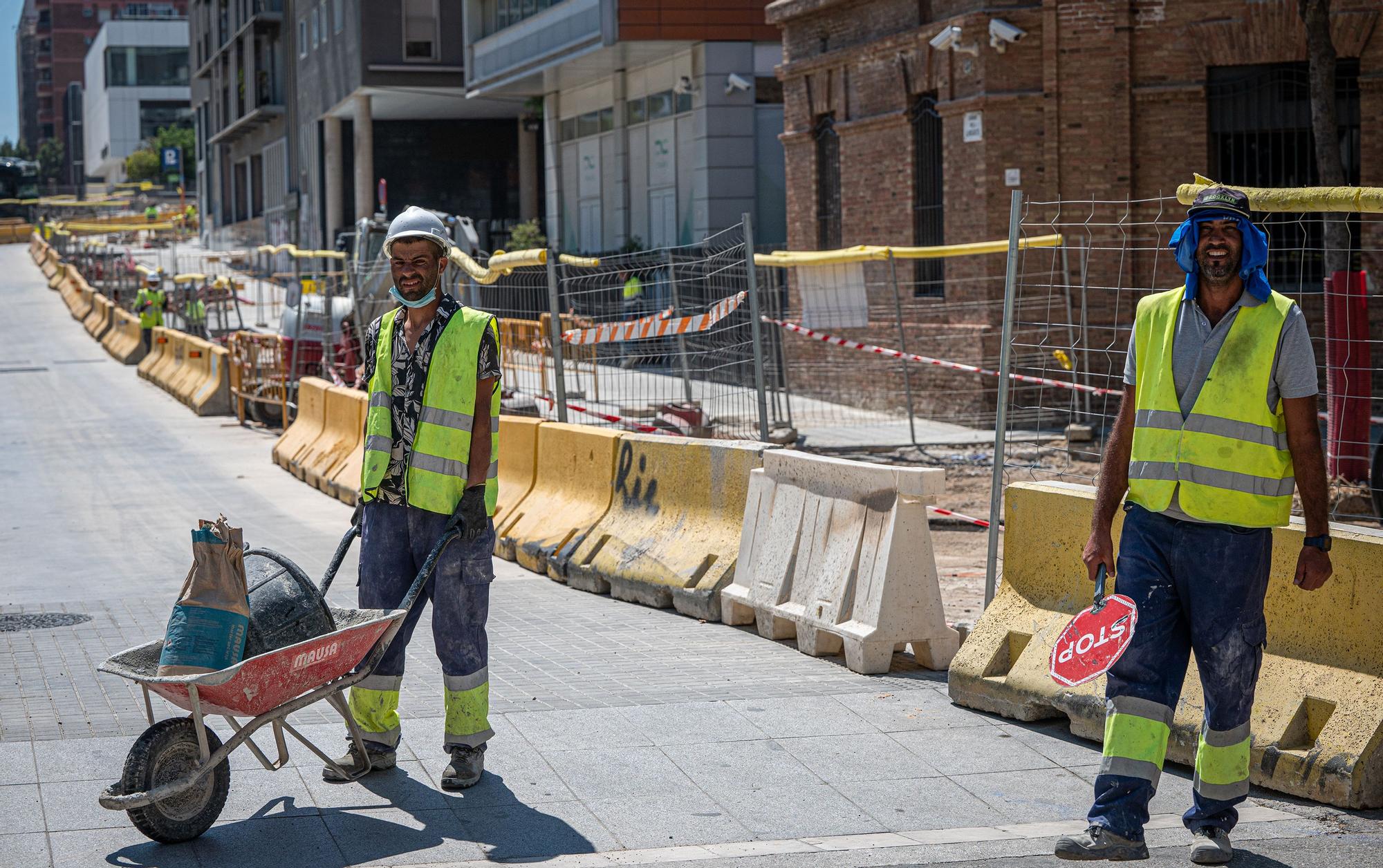 Obreros de la construcción, en Barcelona