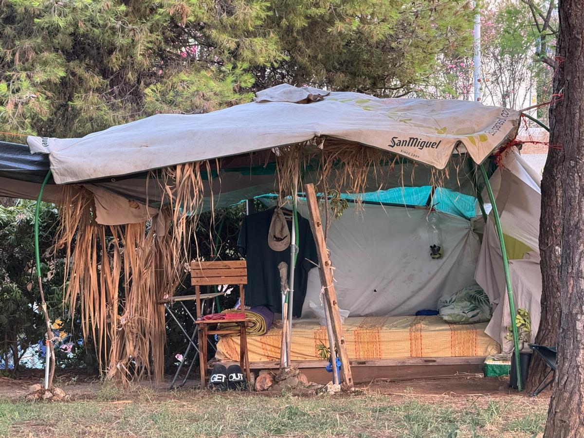 Una infravivienda en una zona verde de Nou Llevant.
