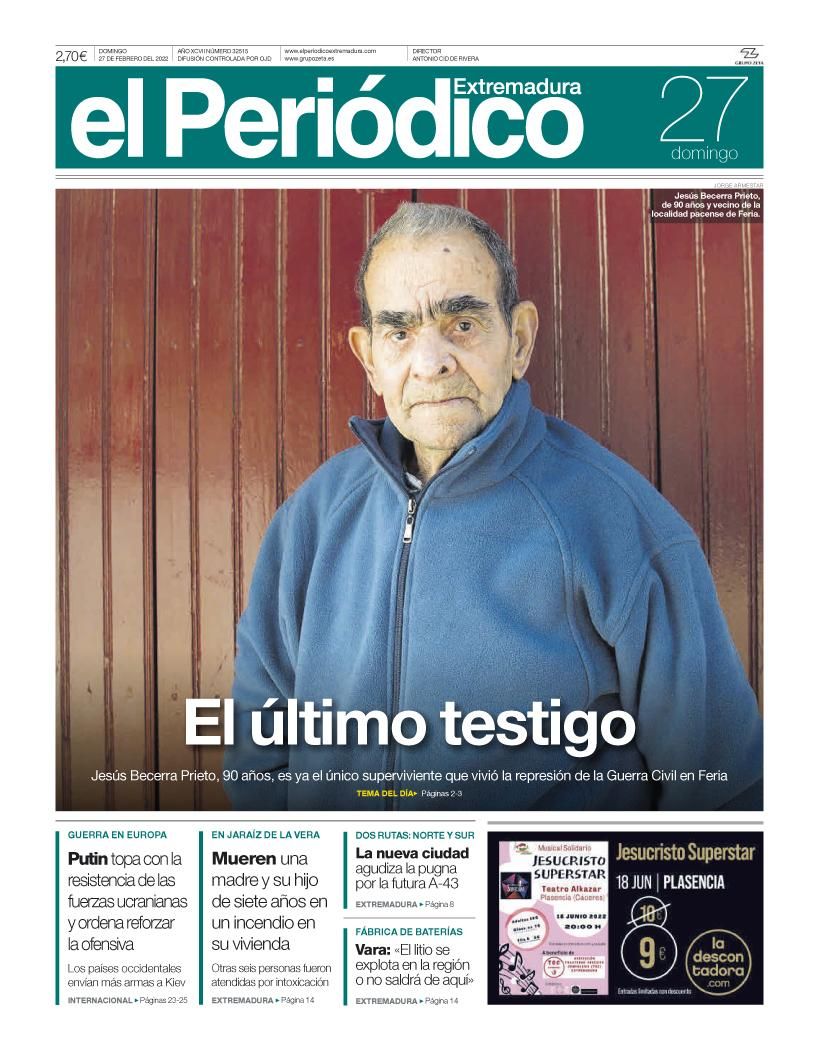 Consulta la portada correspondiente al día 27 de febrero del 2022