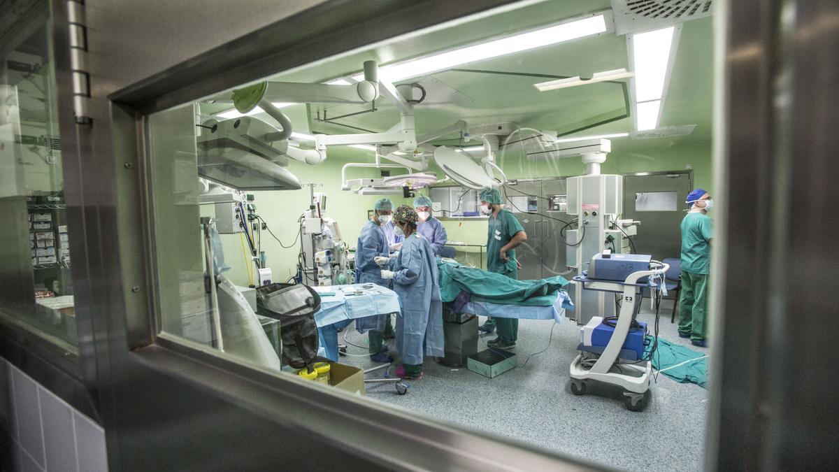 Un equipo de sanitarios realiza una intervención en los quirófanos del Hospital Doctor Balmis de Alicante.