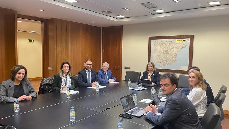 Isabel Casalduero, María del Carmen Moreno, Diego José Mateos, José Vélez y María Luisa Domínguez, durante la reunión celebrada este miércoles en Madrid.