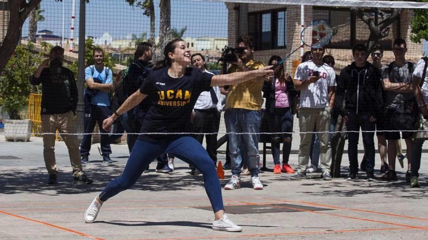 Carolina Marín, en la exhibición que dio ayer en la UCAM.