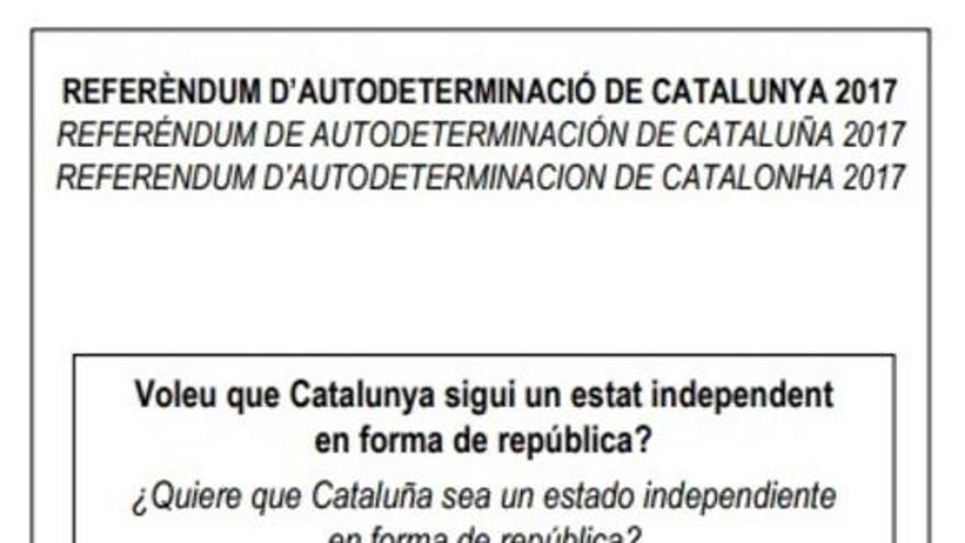 Así es la papeleta del referéndum de Catalunya