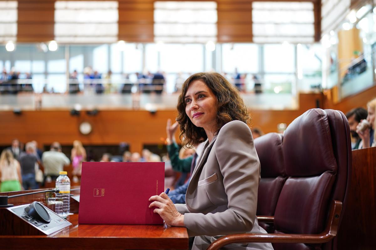 Isabel Díaz Ayuso durante el debate de investidura en la Asamblea de Madrid.