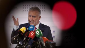 Ángel Víctor Torres, ministro de Política Territorial, durante la rueda de prensa que ha ofrecido.