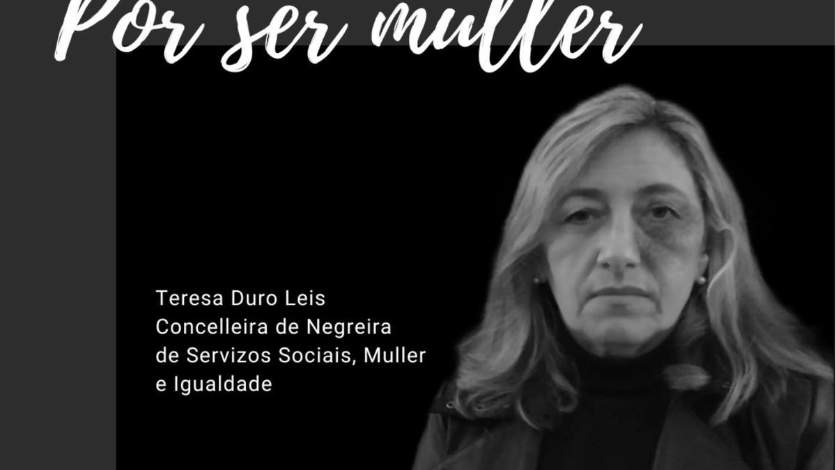 Cartel contra la violencia de género de Xanela con la imagen de la edil Teresa Duro