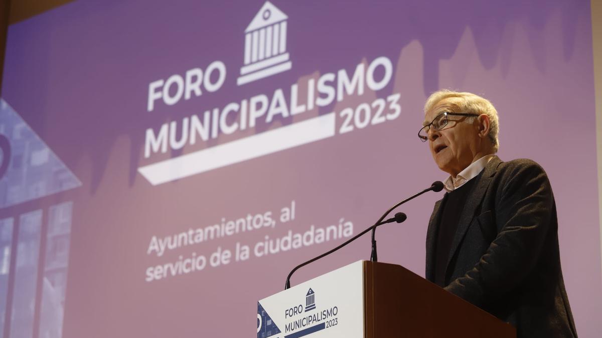 Joan Ribó durante su intervención en el Foro Municipalismo 2023