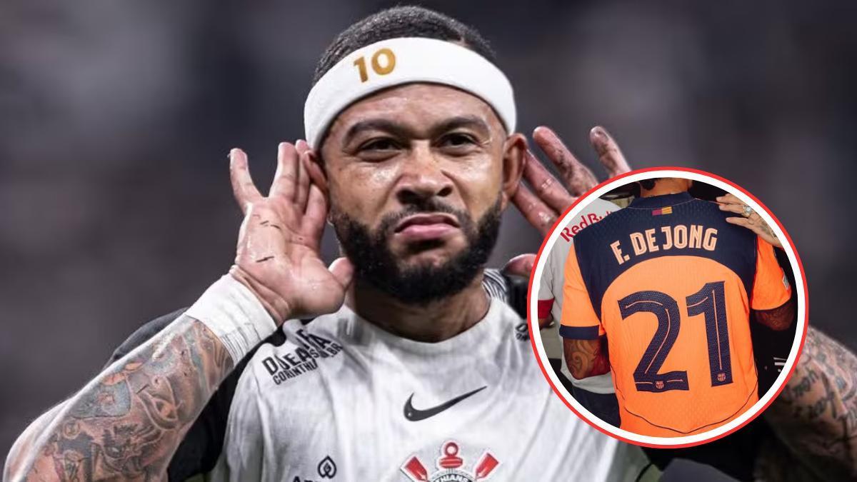 Memphis Depay viste la camiseta del Barça en Brasil, con un guiño a su compatriota.
