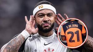 Memphis Depay viste la camiseta del Barça en Brasil, con un guiño a su compatriota.