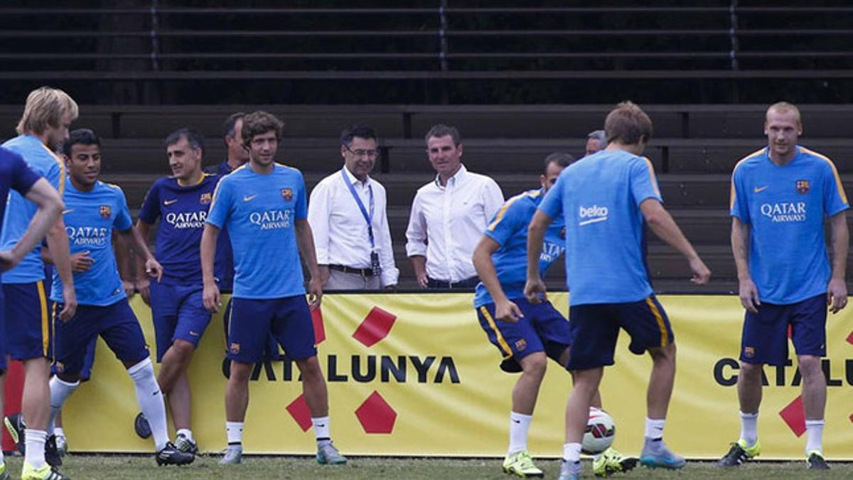 Robert Fernández y Bartomeu vieron juntos el entrenamiento del FC Barcelona